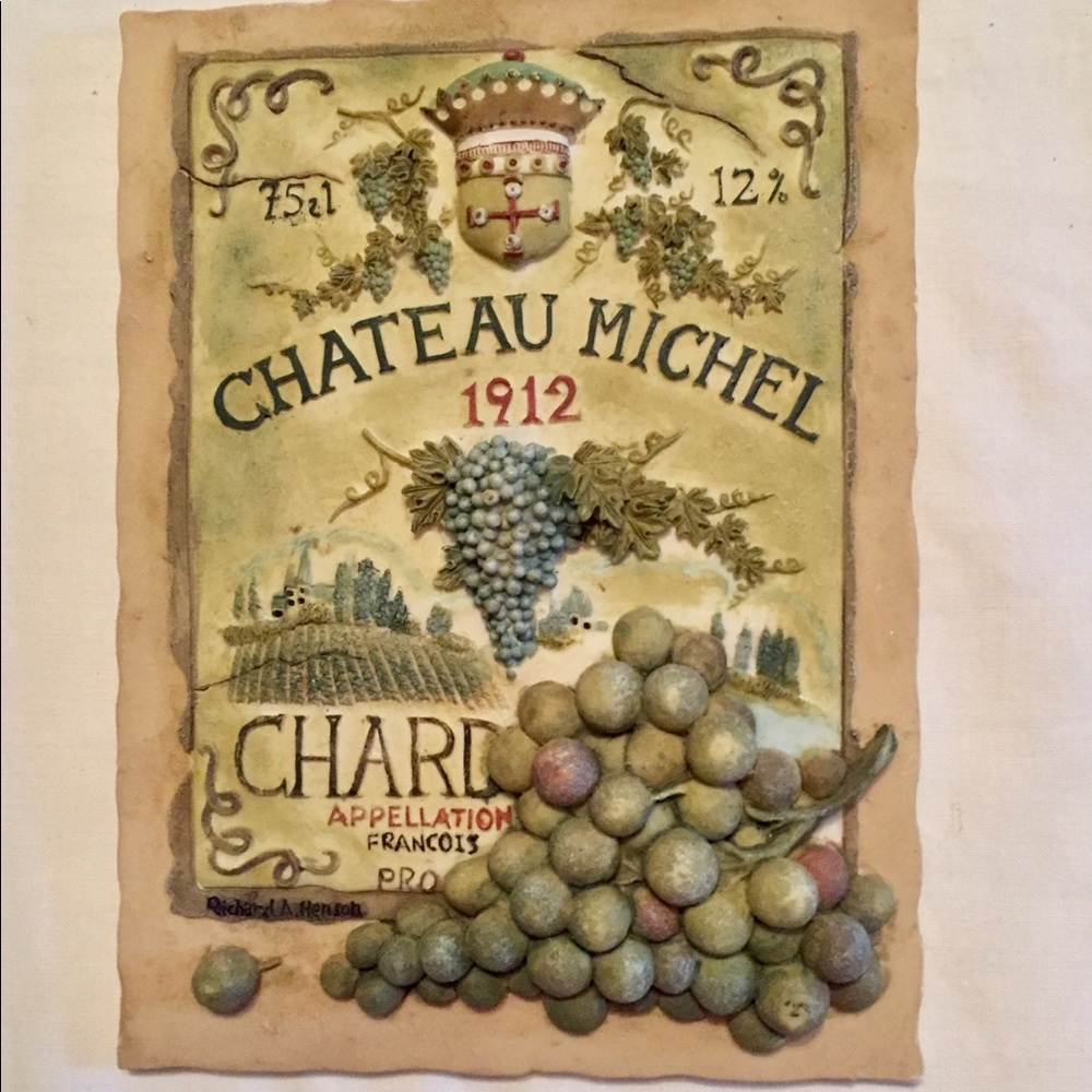 VERY NICE QUALITY! FRENCH WINE LABEL PLAQUE DECOR